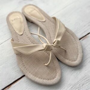 Alexandre Birman Clarita Asymmetrical Knot Slide EU37 Sandal Eggshell Beige $395